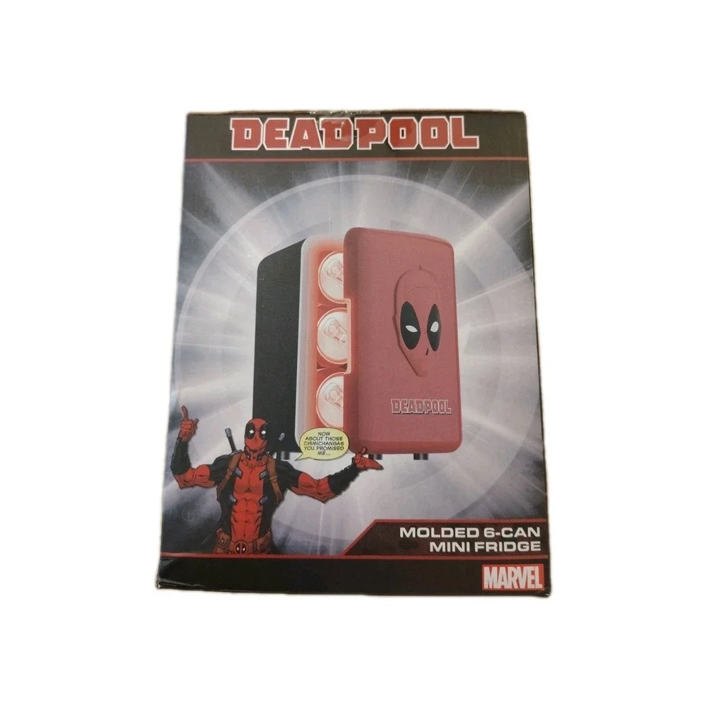 Brand New Deadpool Molded 6-Can Or 4L Mini Fridge‎ Red Marvel Portable Sealed